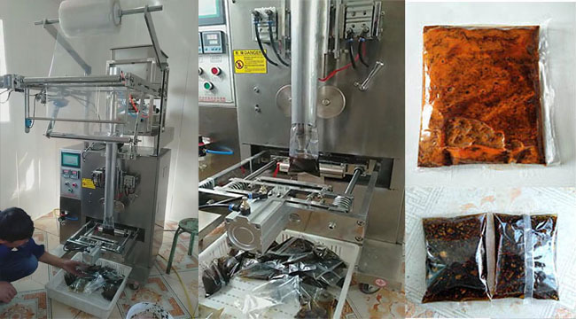 火鍋底料包裝機(jī)與樣品圖